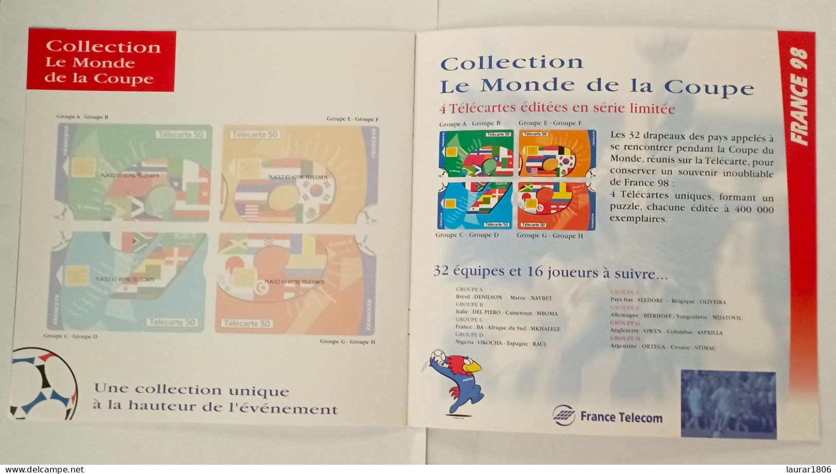 ALBUM COLLECTION TELECARTES FRANCE 98 - FRANCE TELECOM - Vierge - Bon à Très Bon Etat - Sport