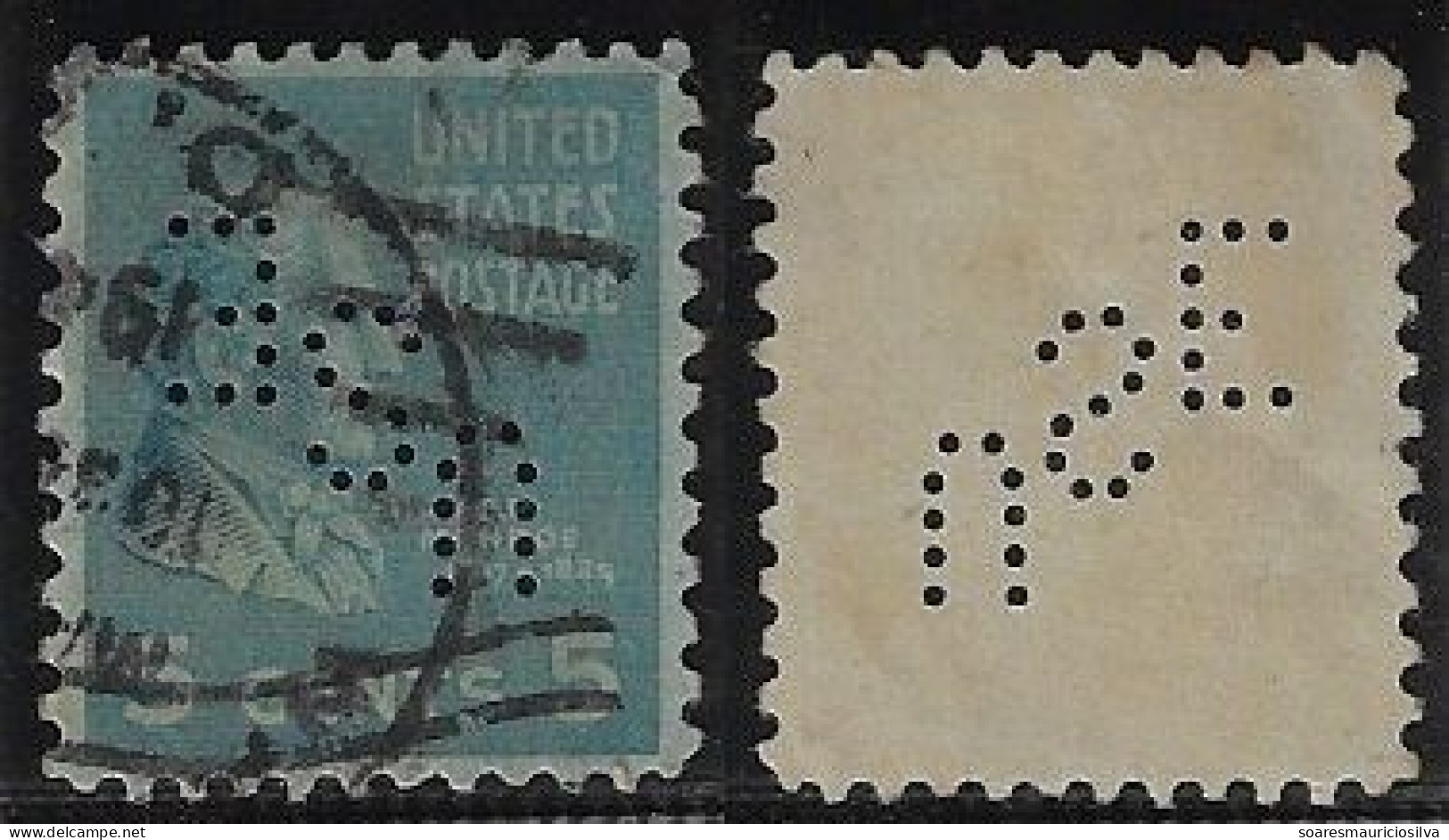 USA 1938/1954 Stamp With Perfin USE By United States Steel Export Company From New York Lochung Perfore - Perforés