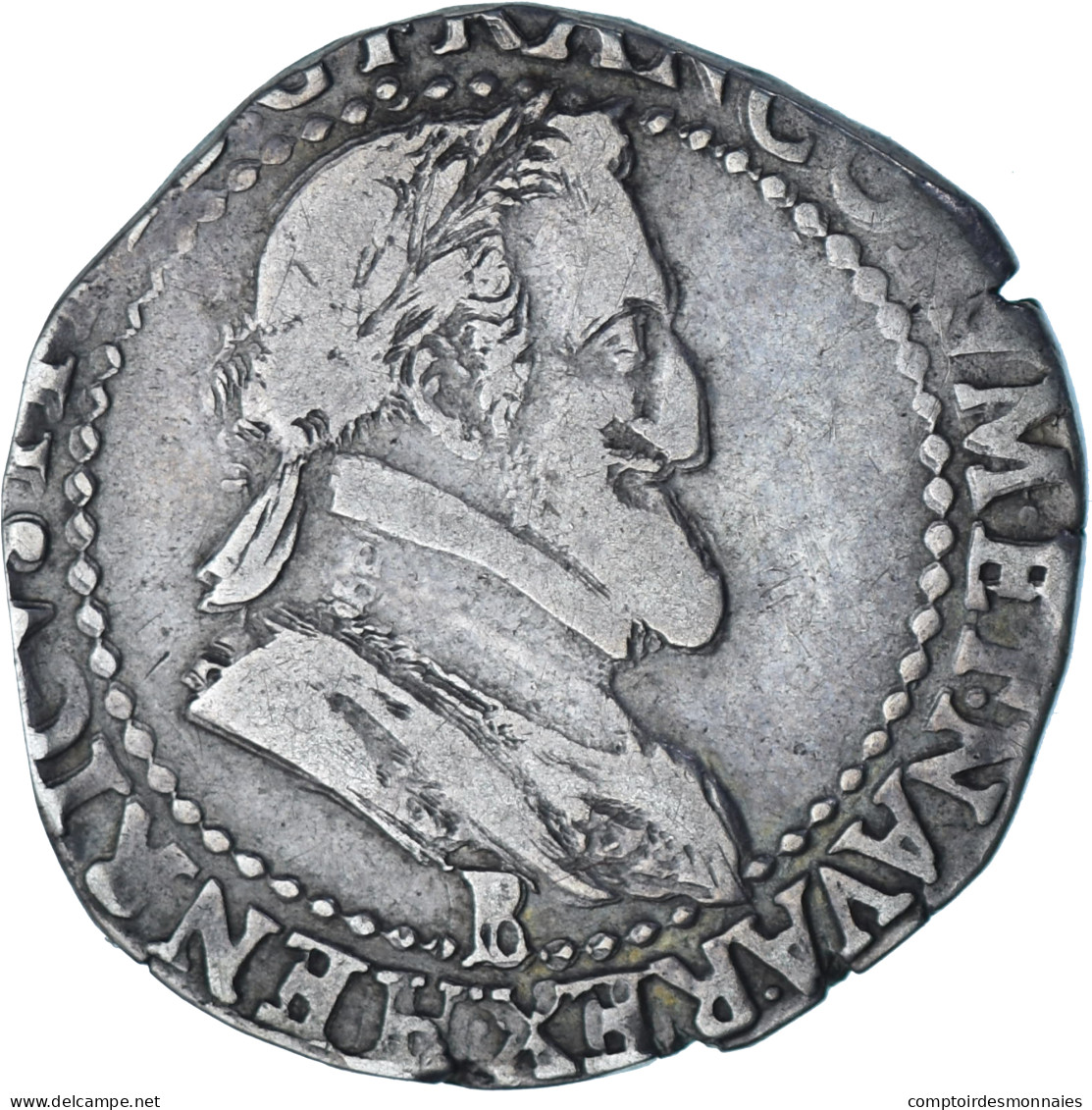 France, Henri IV, 1/2 Franc Buste Lauré, 1594, Rouen, Argent, TB+, Gadoury:590 - 1589-1610 Henry IV The Great