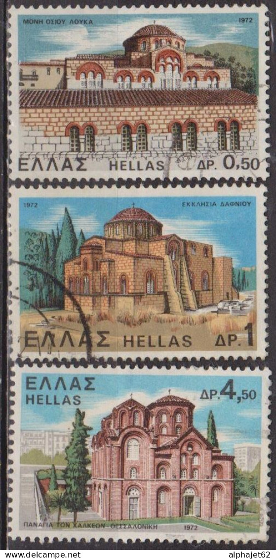 Eglises Et Monastères - GRECE - Hoslos Loukas, Daphni, Panaghiaton Chakkeon - N° 1066-1067-1070 - 1972 - Oblitérés