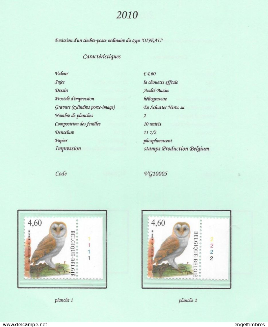 Belgium -  2010 BUZIN Birds - "KERKUIL"   Plaatnummers 1 & 2   -   Postfris - Zie Scan - 2011-..