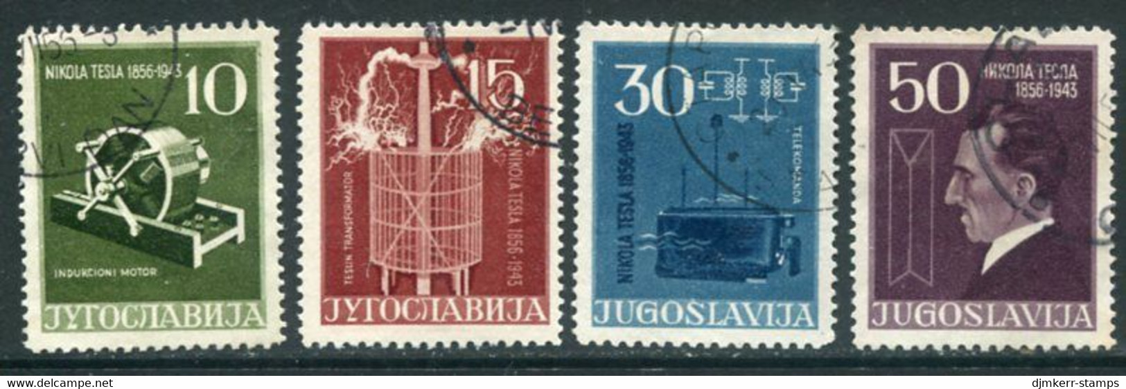 YUGOSLAVIA 1956 Tesla Birth Centenary Used.  Michel 791-94A - Usati