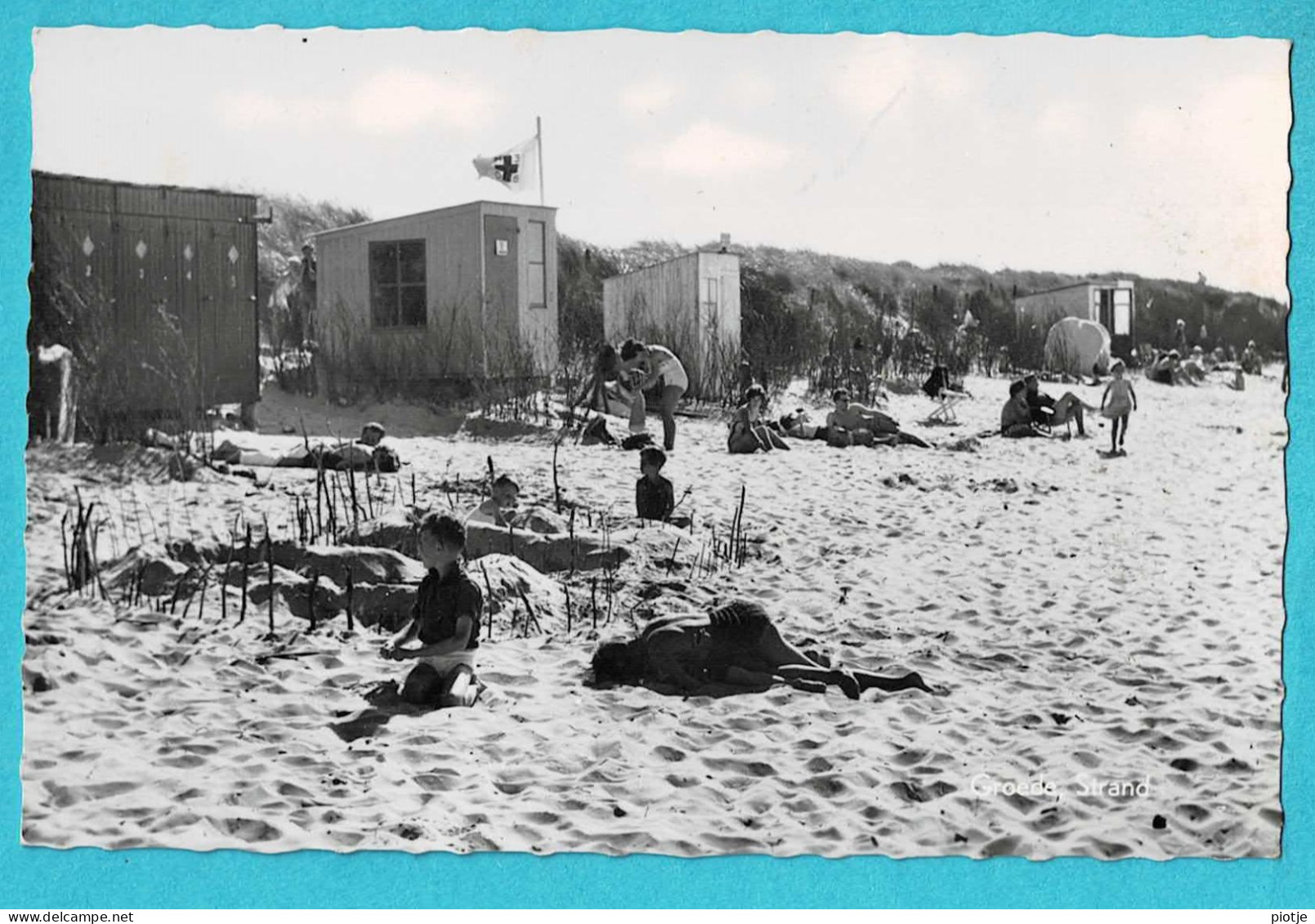 * Groede - Sluis (Zeeland - Nederland) * (nr 23) Carte Photo, Fotokaart, Plage, Strand, Beach, Animée, Enfants - Sluis