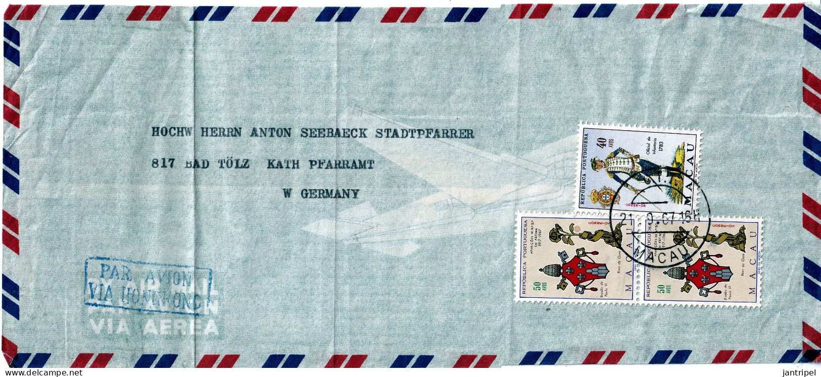 MACAU  1967 COVER TO GERMANY - Storia Postale