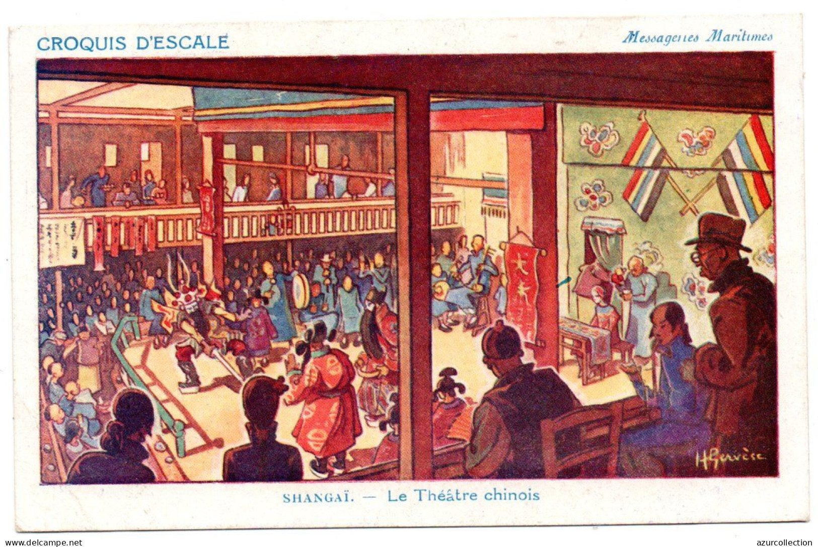 Messagerie D'escale. Croquis D'escale. Shangaï. Le Théâtre Chinois - Gervese, H.