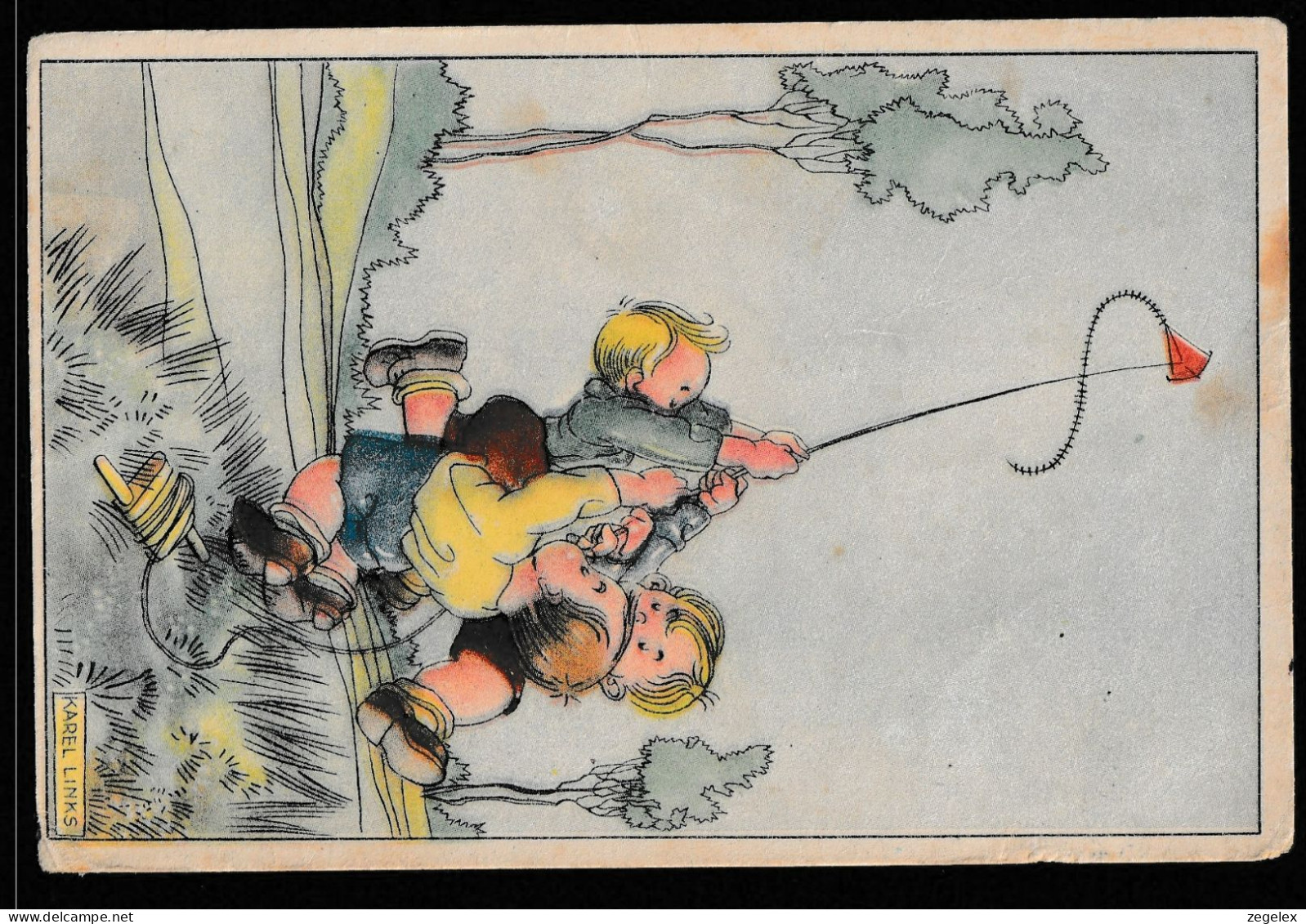 Kinderen Met Vlieger - Illustrator Karel Links 1948 - Links, K.L.