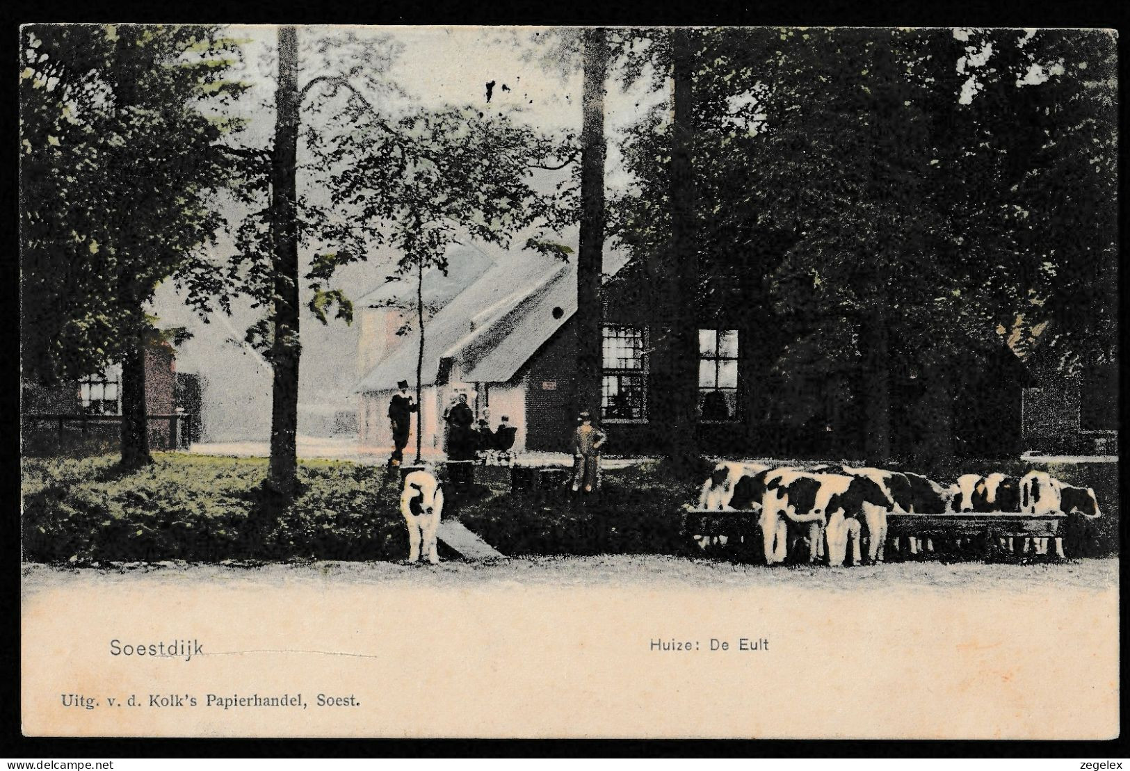 Soestdijk - Huize De Eult - Levendig: Koeien, Wandelaars Met Kinderwagen 1908 - Soestdijk