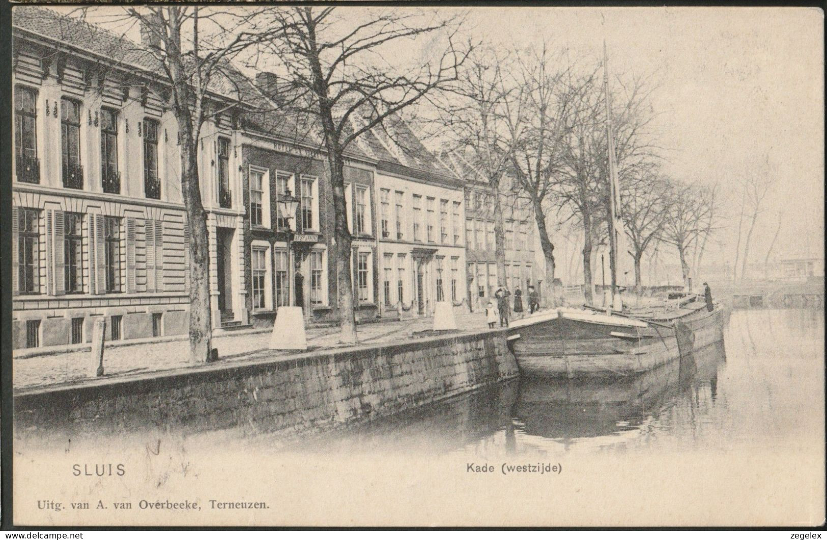 Sluis 1916 - Kade Met Binnenschip - Sluis