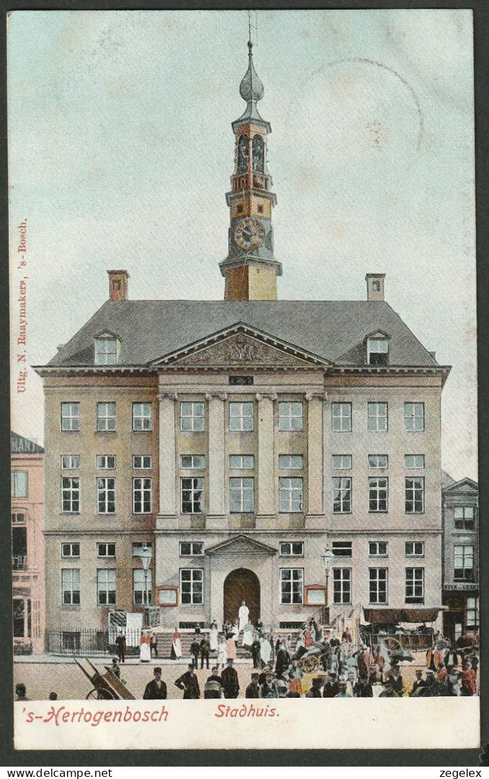 S Hertogenbosch 1907 - Stadhuis Met Volk - Levendig - 's-Hertogenbosch