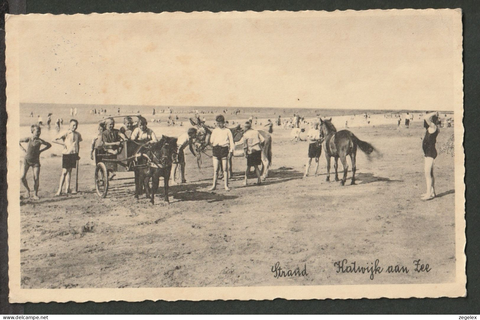 Katwijk Aan Zee 1934 - Levendig Strandleven Met Paardjes Aan Het Strand - Katwijk (aan Zee)