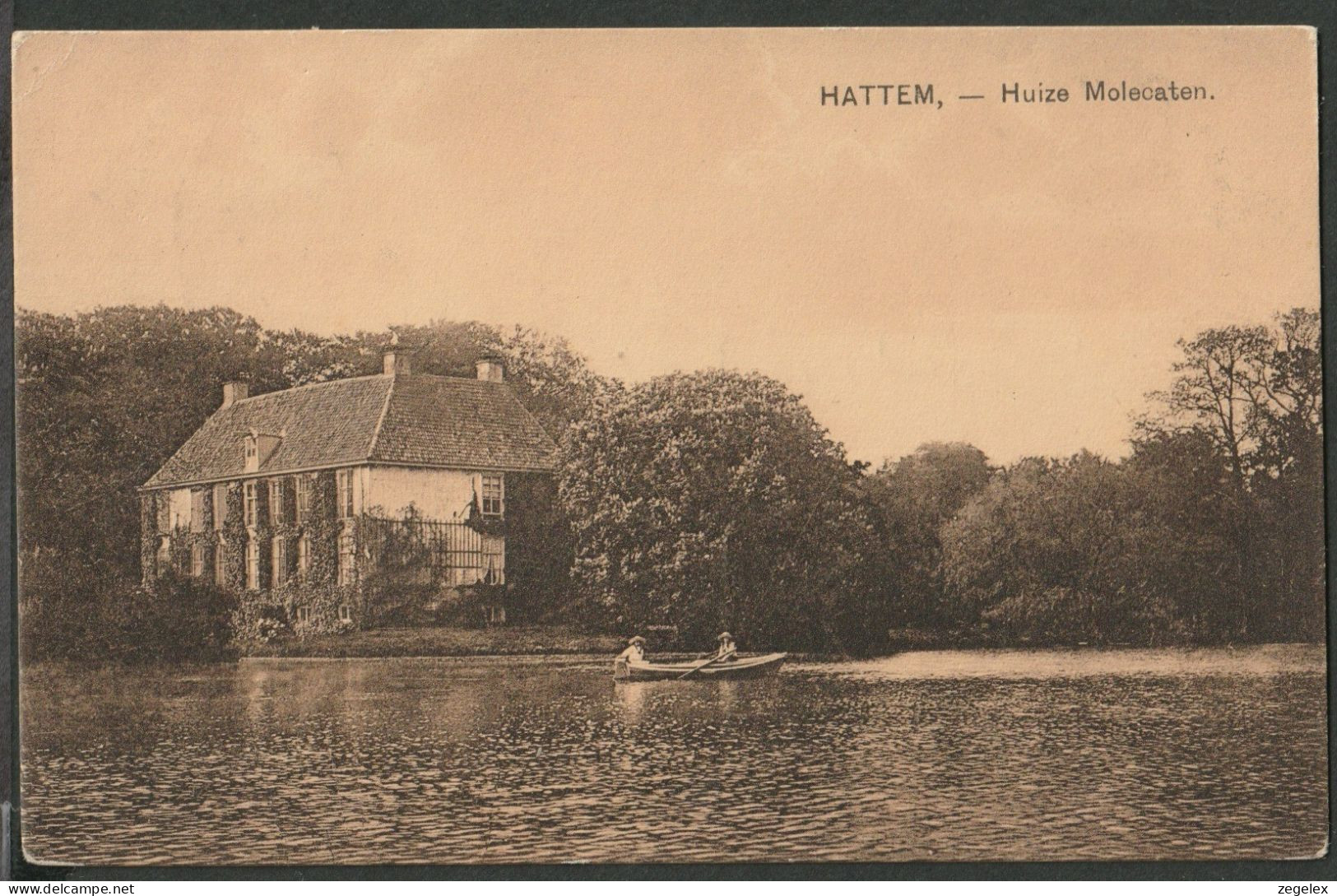 Hattem - 1928 - Huize Molencaten - Met Roeiboot - Hattem