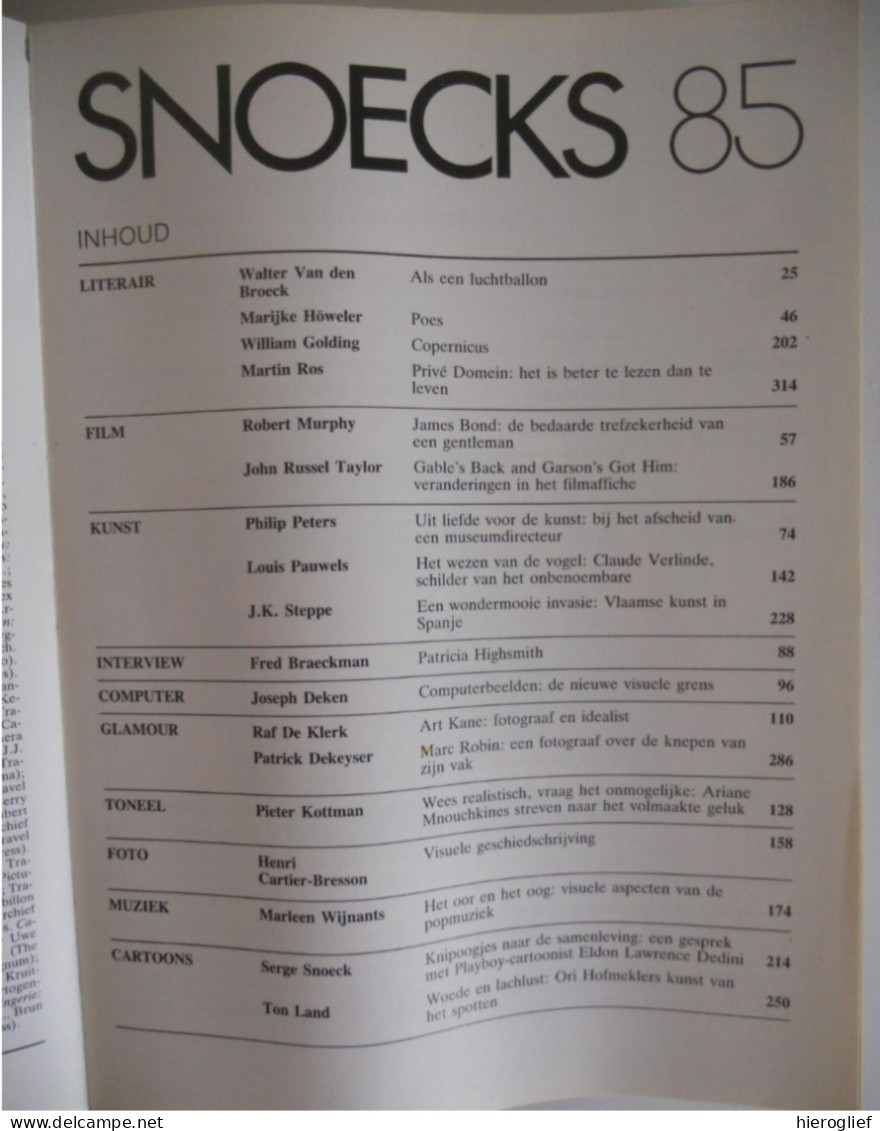 SNOECKS 85        Jaarboek Snoeck's Fotografie Film Architectuur Literatuur Reportages Cultuur 1985 Gent - Geschiedenis