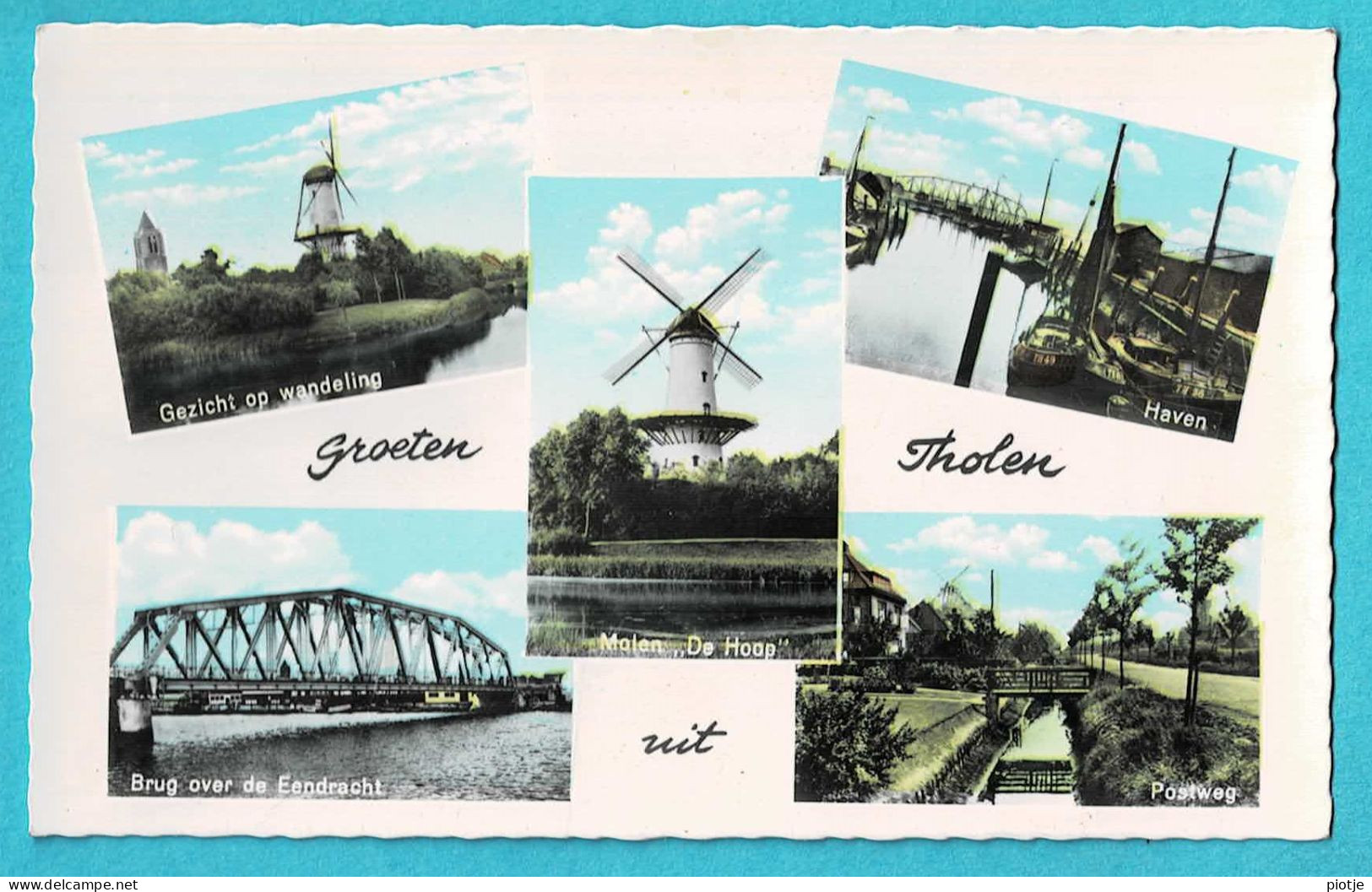 * Tholen (Zeeland - Nederland) * (Drukk Boekhandel Fa. C. Dieleman) Groeten Uit, Moulin, Molen, Pont, Péniche, Canal - Tholen