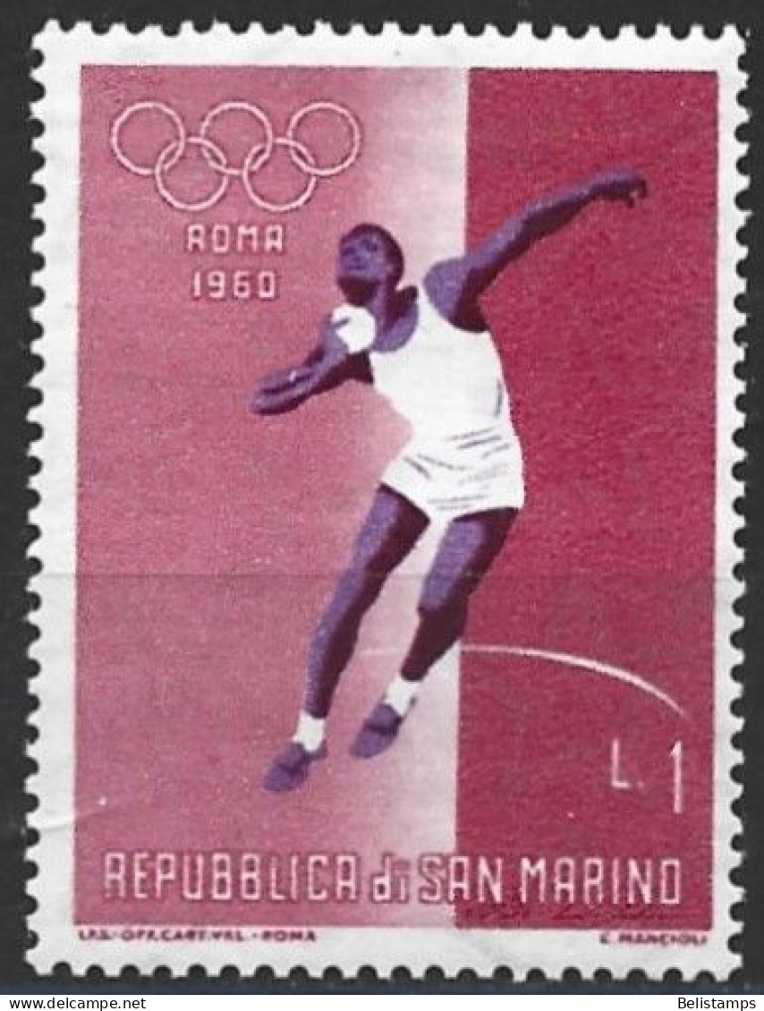 San Marino 1960. Scott #456 (MH) Olympic Games, Rome, Shot Put - Neufs