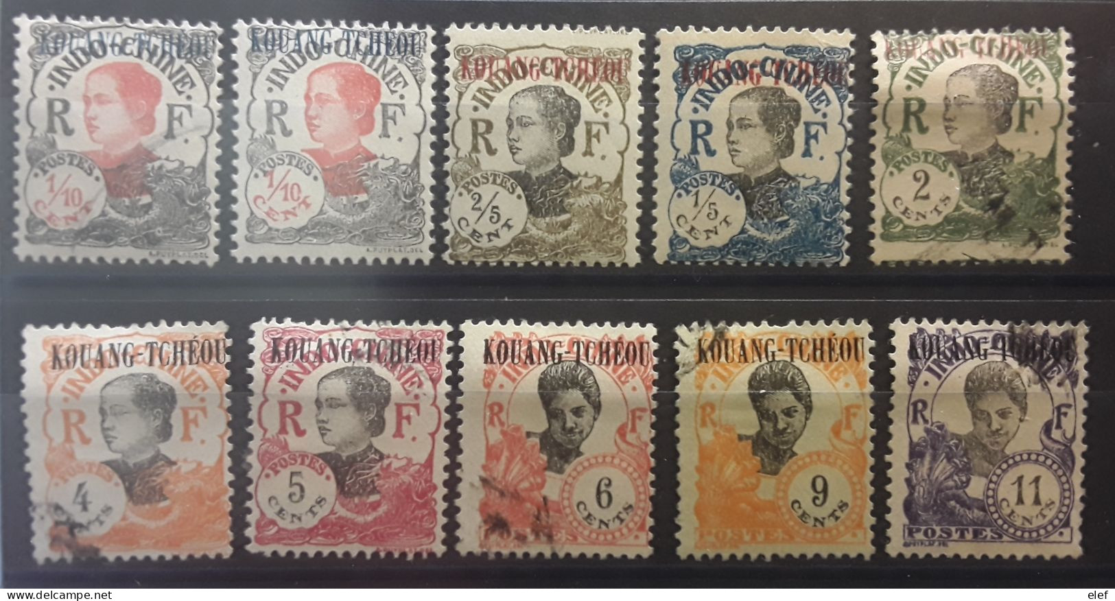 KOUANG TCHEOU 1923, 10 Timbres , Entre Yvert 52 - 66 Neufs *  Obl , TB - Gebraucht