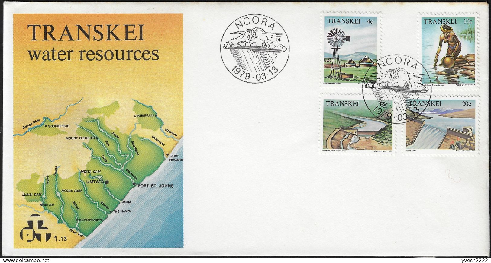 Transkei 1979 Y&T 54 à 57 Sur FDC. Développement Des Ressources Hydrologiques. Éolienne, Irrigation, Barrage, Pluie - Clima & Meteorología