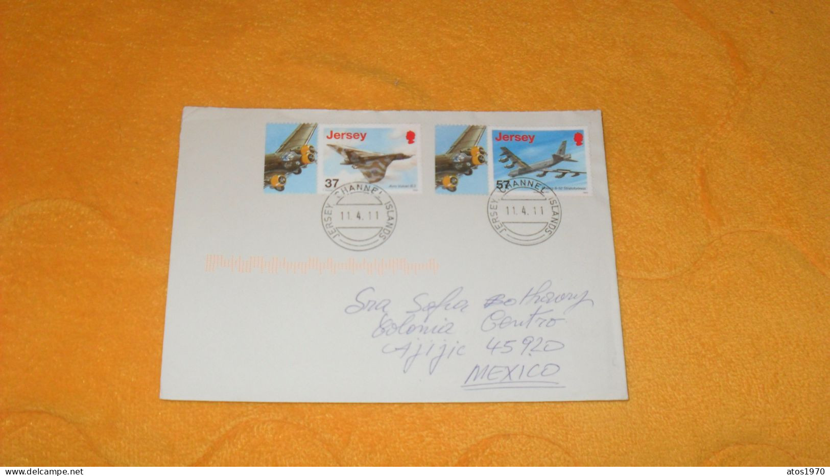 ENVELOPPE DE 2011../ CACHETS JERSEY CHANNEL ISLANDS POUR AJIJIC JALISCO MEXIQUE + TIMBRES AVIATION - Local Issues