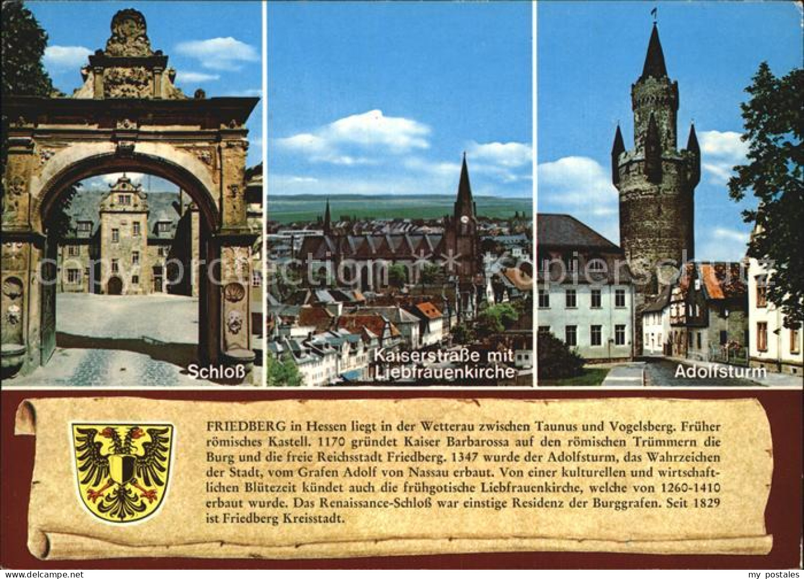 72406833 Friedberg Hessen Schloss Kaiserstrasse Liebfrauenkirche Adolfsturm Gesc - Friedberg