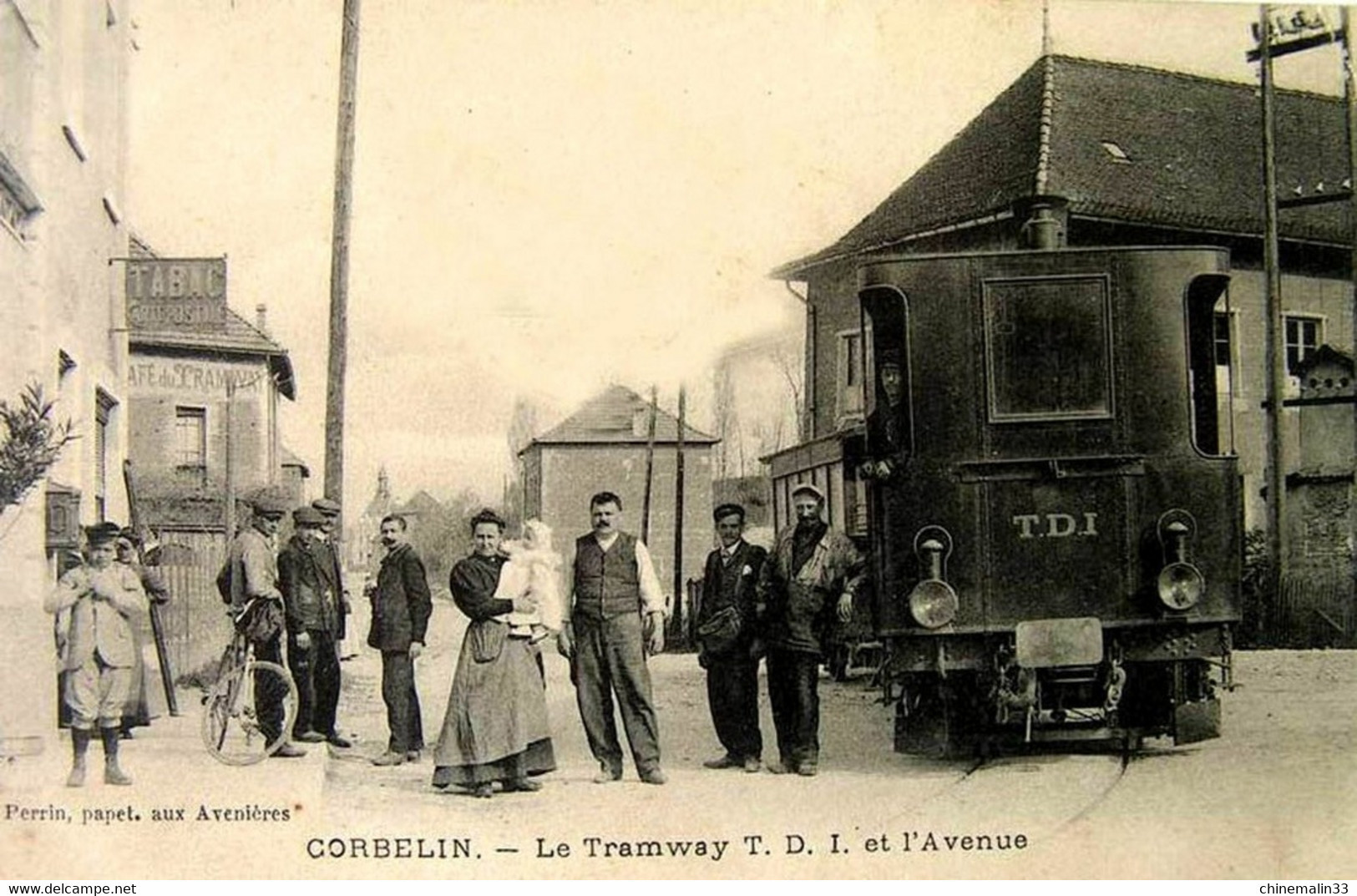 DEPT 38 CORBELIN LE TRAMWAY T.D.I. ET L'AVENUS TRES BELLE ANIMATION 9X14 REIMPRESSION DE CARTES ANCIENNES - Corbelin