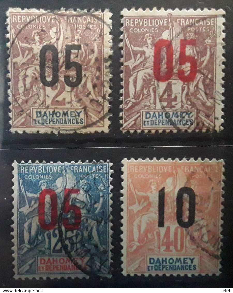 DAHOMEY 1912 Type Groupe,  4 Timbres Surchargés Yvert No 33,34,37,39, Obl TB - Oblitérés