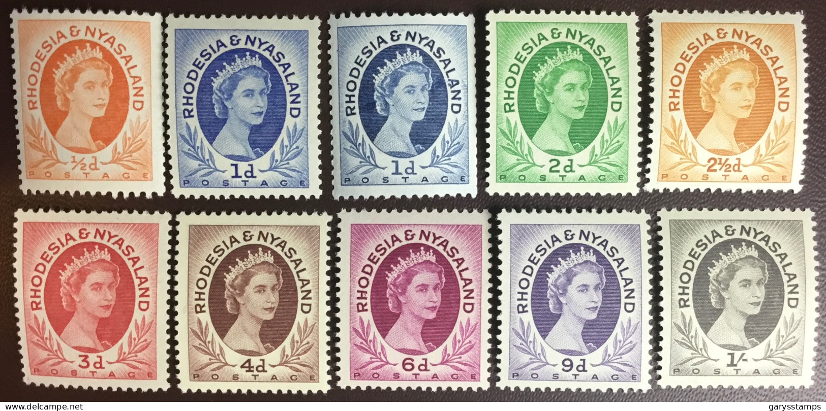 Rhodesia & Nyasaland 1954 Definitives Set To 1s With Variety MNH - Rhodesien & Nyasaland (1954-1963)