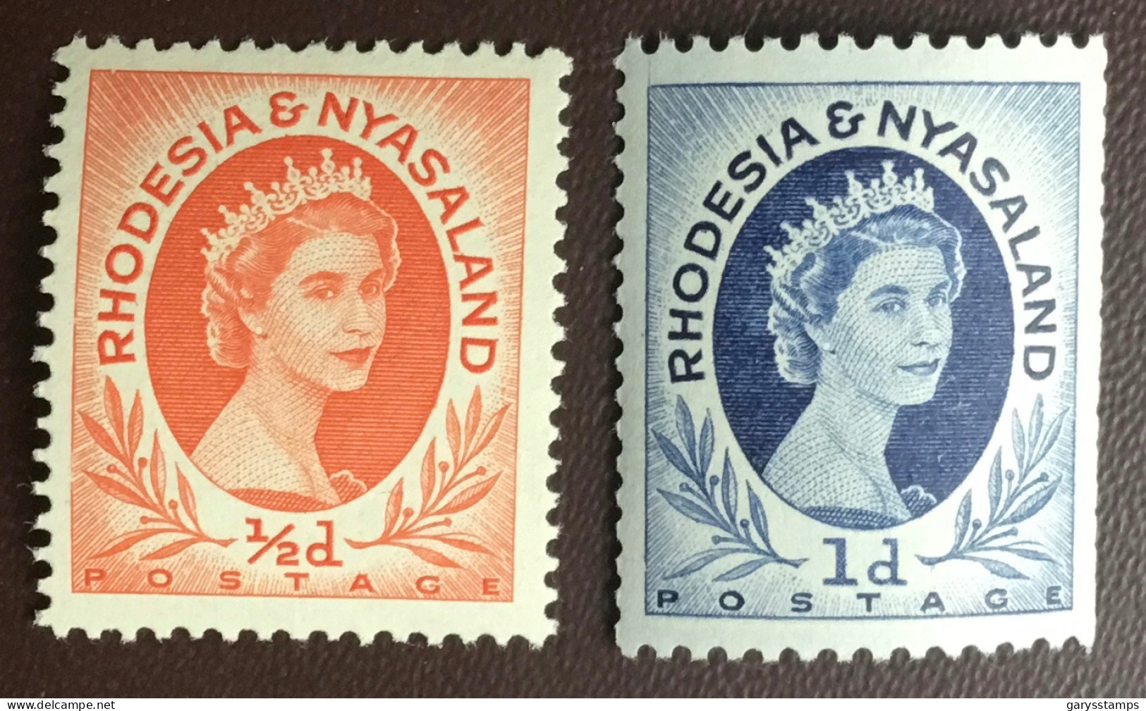 Rhodesia & Nyasaland 1956 Coil Stamps Definitives Set SG1a, 2a MNH - Rhodesia & Nyasaland (1954-1963)