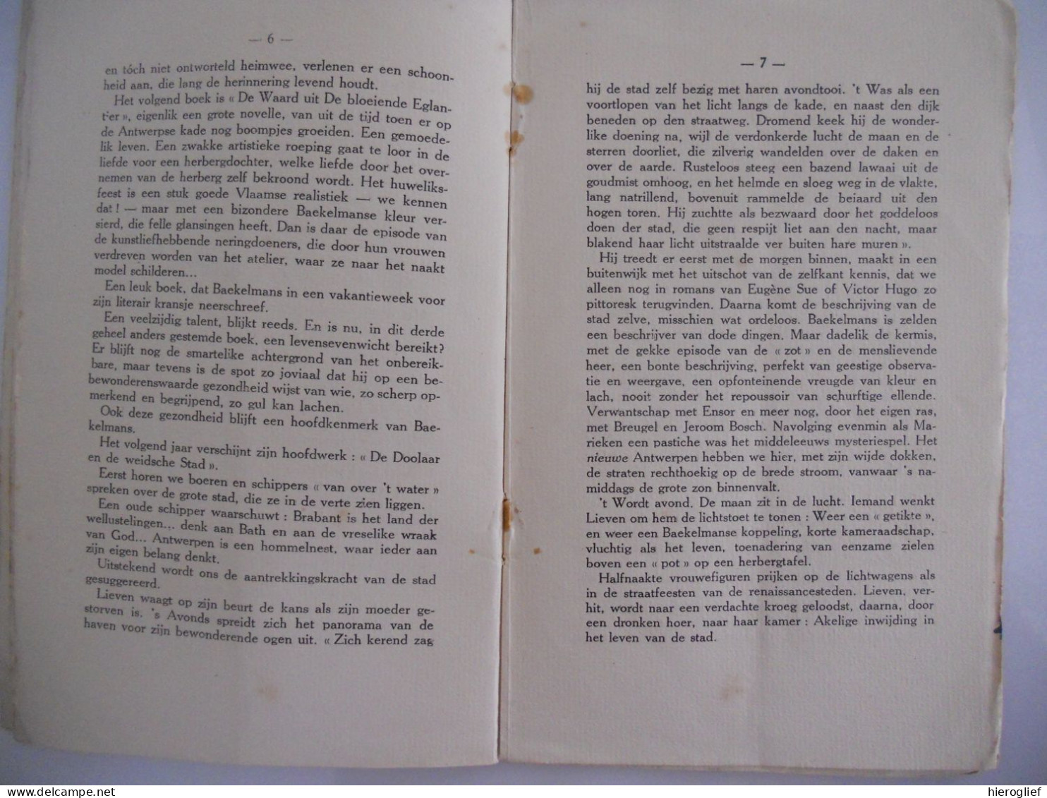 Lode Baekelmans Door Eugene De Bock ° & + Antwerpen Schipperskwartier Vlaams Schrijver / Borgerhout Schoten - Historia