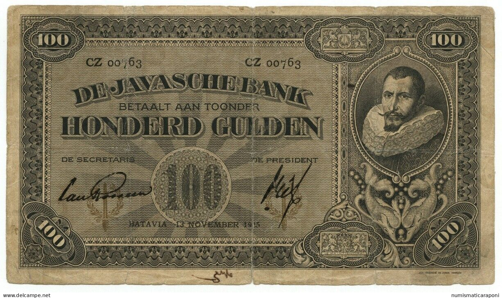 Netherland Indie Paesi Bassi Olanda (Indonesia) 13 11 1925 PICK#73b 100 GULDEN  LOTTO.525 - Nederlands-Indië