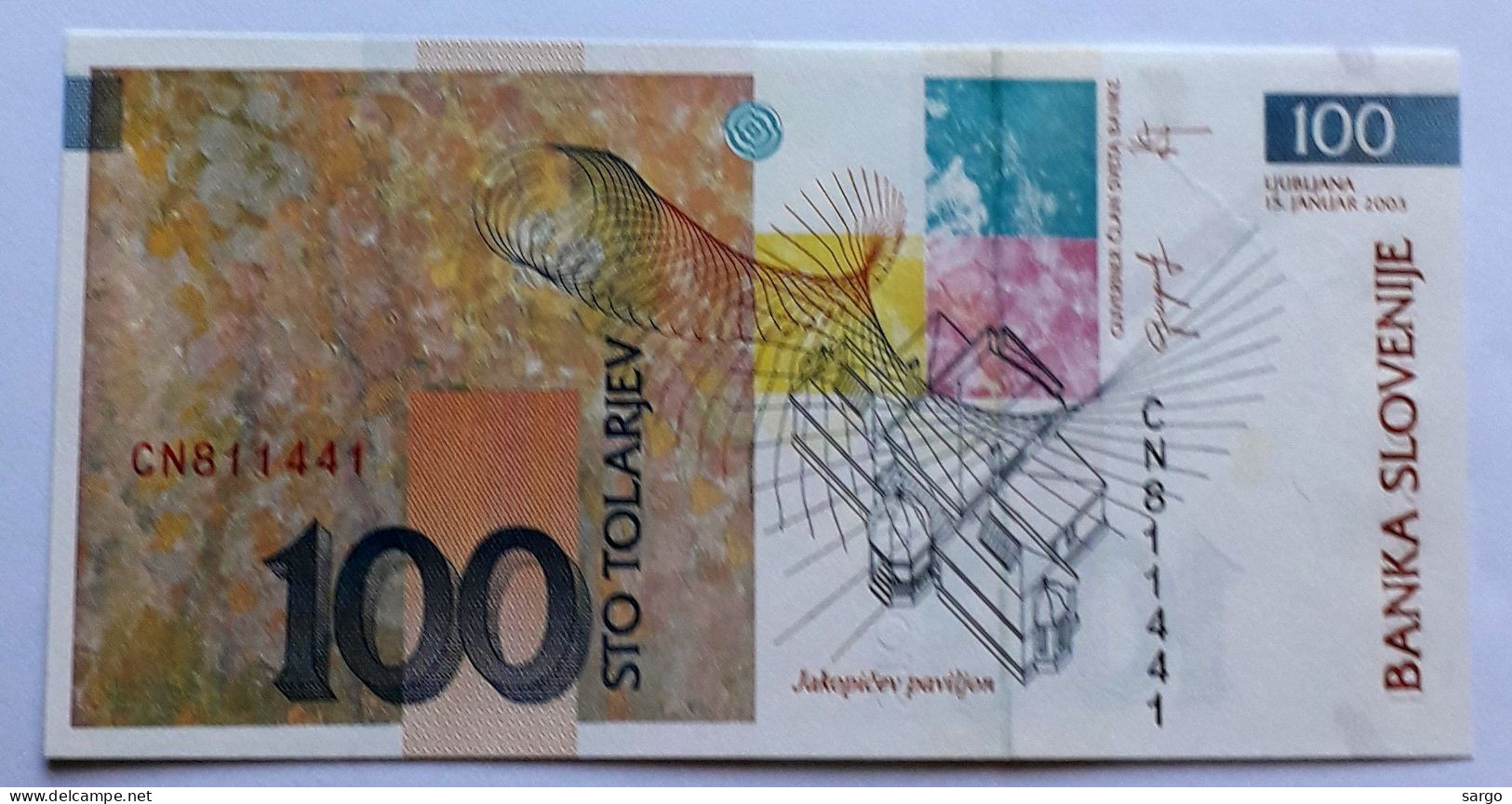 SLOVENIA  - 100 TOLARJEV  - P 28 (2004) -- UNC - BANKNOTES - PAPER MONEY - CARTAMONETA - - Slowenien