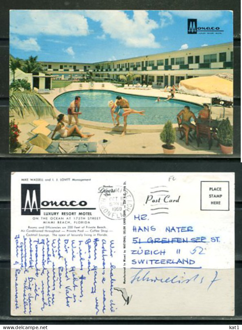 K20685)Ansichtskarte: Miami Beach, Monaco Luxury Resort Hotel, Gelaufen 1960 - Miami Beach