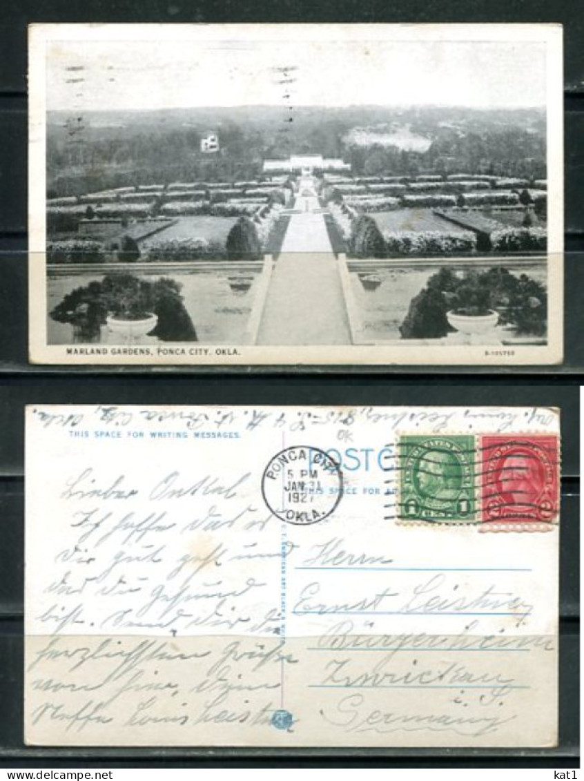 K20706)Ansichtskarte: Ponca City, Marland Gardens, Gelaufen 1927 - Autres & Non Classés