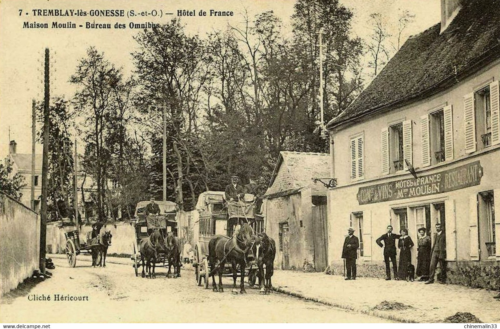 DEPT 93 TREMBLAY LES GONESSE HOTEL DE FRANCE MAISON MOULIN TRES BELLE ANIMATION 9X14 REIMPRESSION DE CARTES ANCIENNES - Tremblay En France