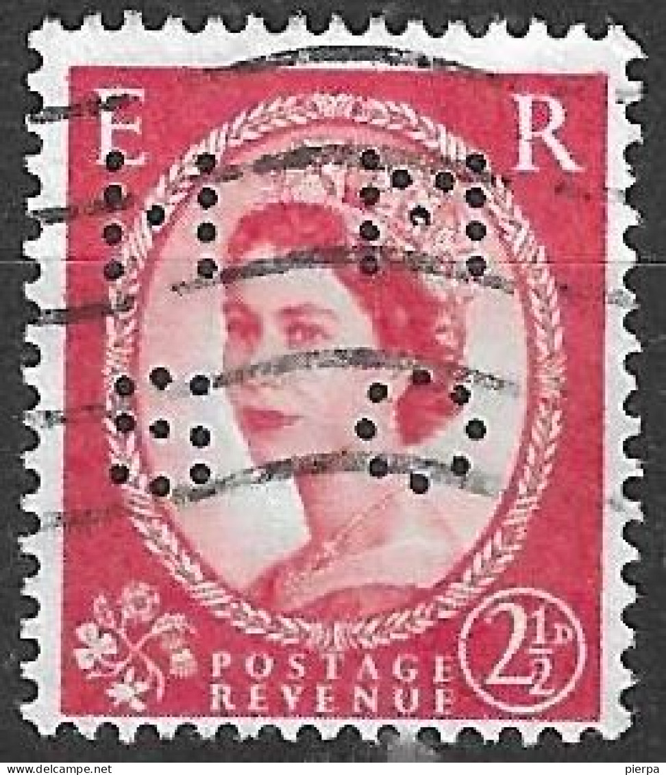 GREAT BRITAIN - 1952 -  PERFIN "M M S O" SU ELISABETH II - P2,5 (YVERT 266 - MICHEL 286) - Usados