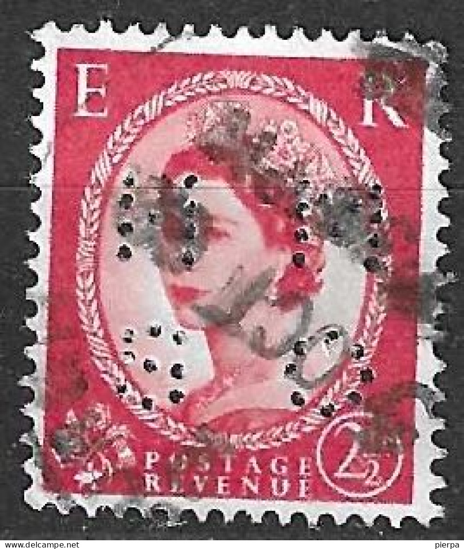 GREAT BRITAIN - 1952 -  PERFIN "M M S O" SU ELISABETH II - P2,5 (YVERT 266 - MICHEL 286) - Gebraucht