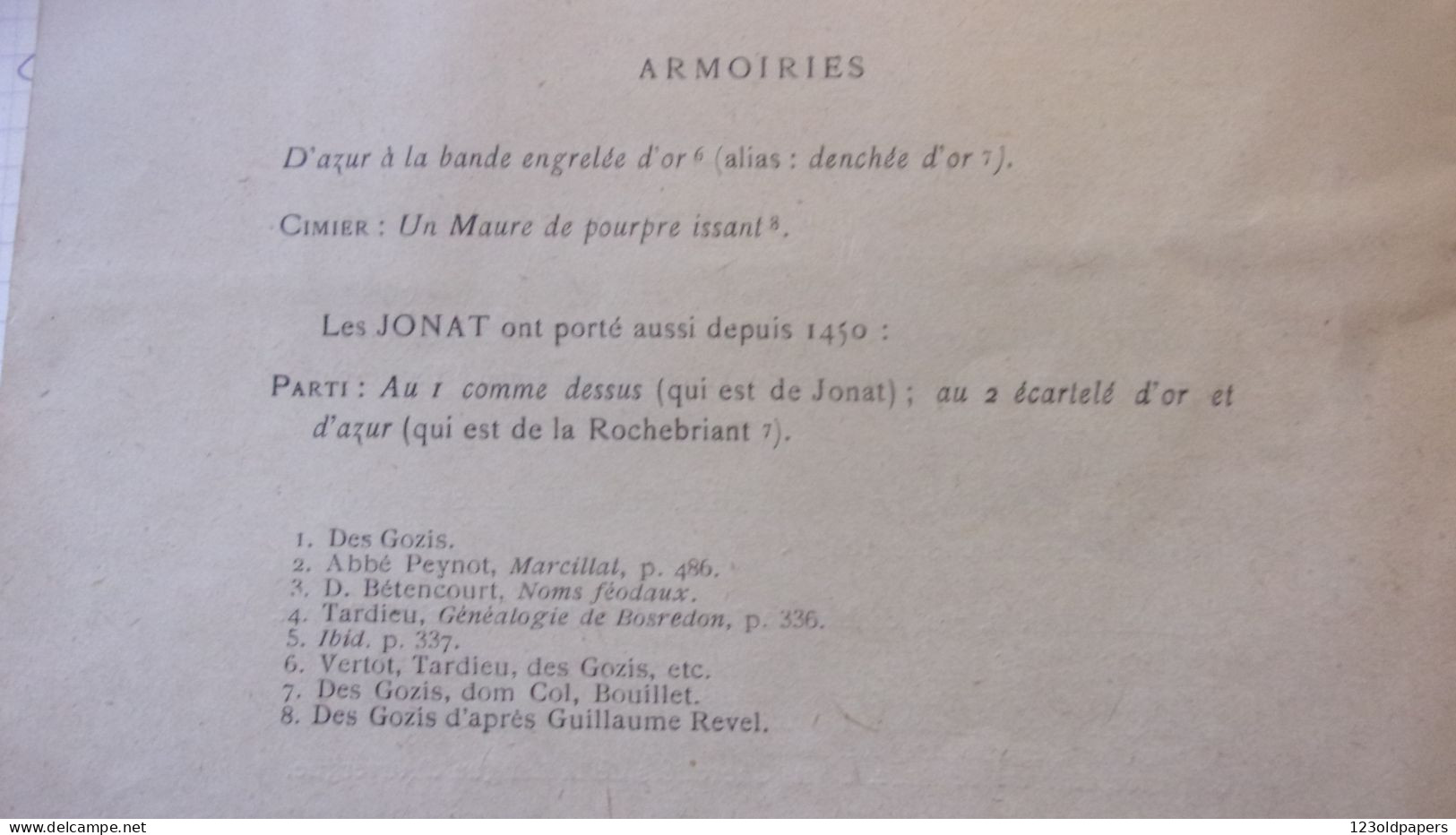 AVEC ENVOI 1928 COMTE DE CHATEAUBODEAU NOTES GENEALOGIQUES MAISON DE JONAT AUVERGNE COMBRAILLE BOURBONNAIS - 1901-1940