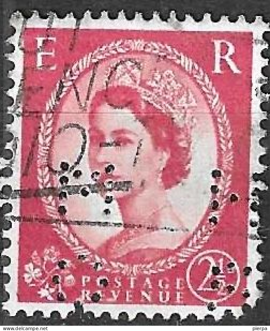 GREAT BRITAIN - 1952 -  PERFIN "M M S O" SU ELISABETH II - P2,5 (YVERT 266 - MICHEL 286) - Usados