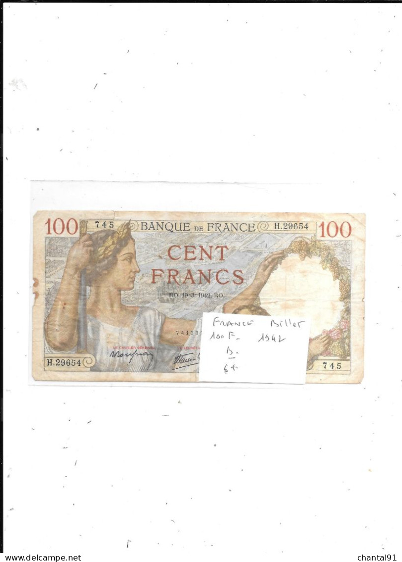 FRANCE BILLET 100 FRANCS 1942 - 50 F 1940-1942 ''Jacques Coeur''