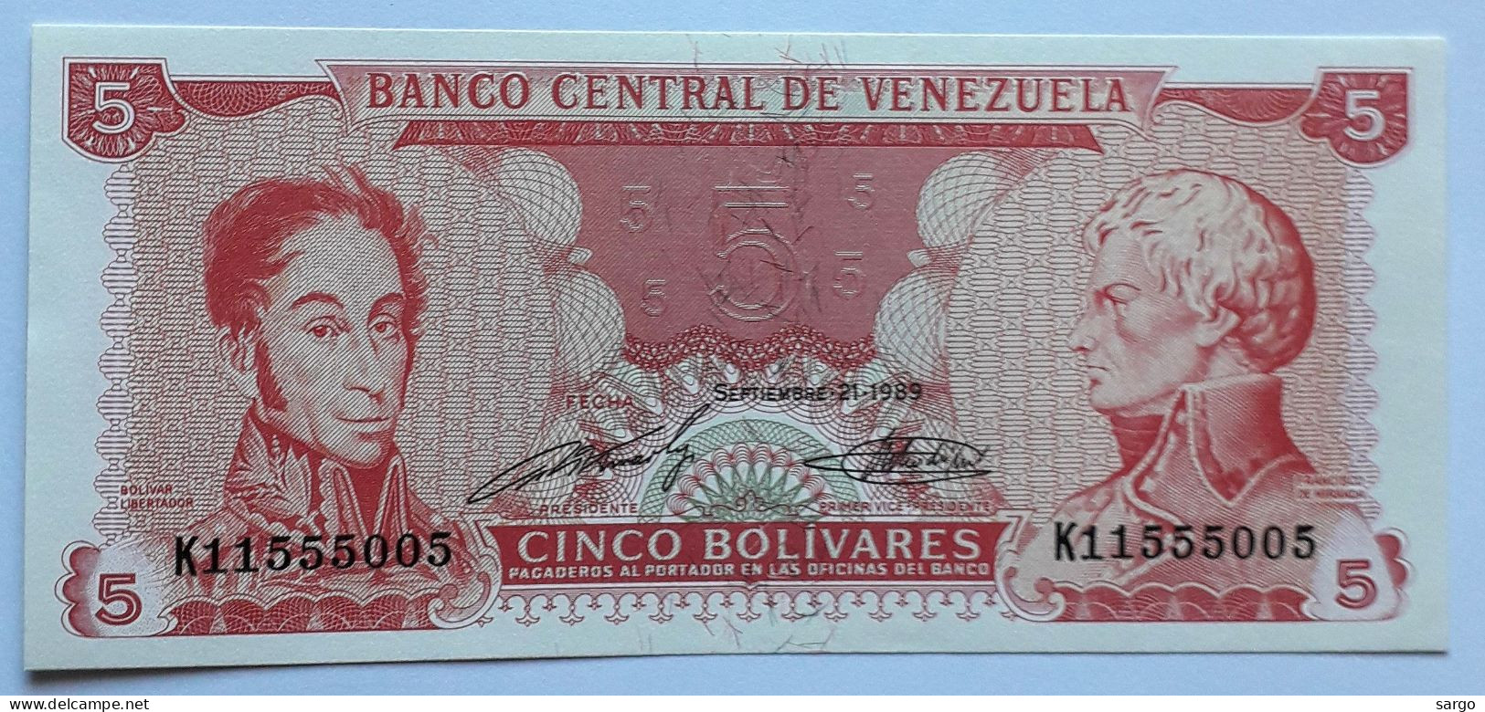 VENEZUELA  - 5 BOLIVARES - P 70  (1989) - UNC -  BANKNOTES - PAPER MONEY - Venezuela