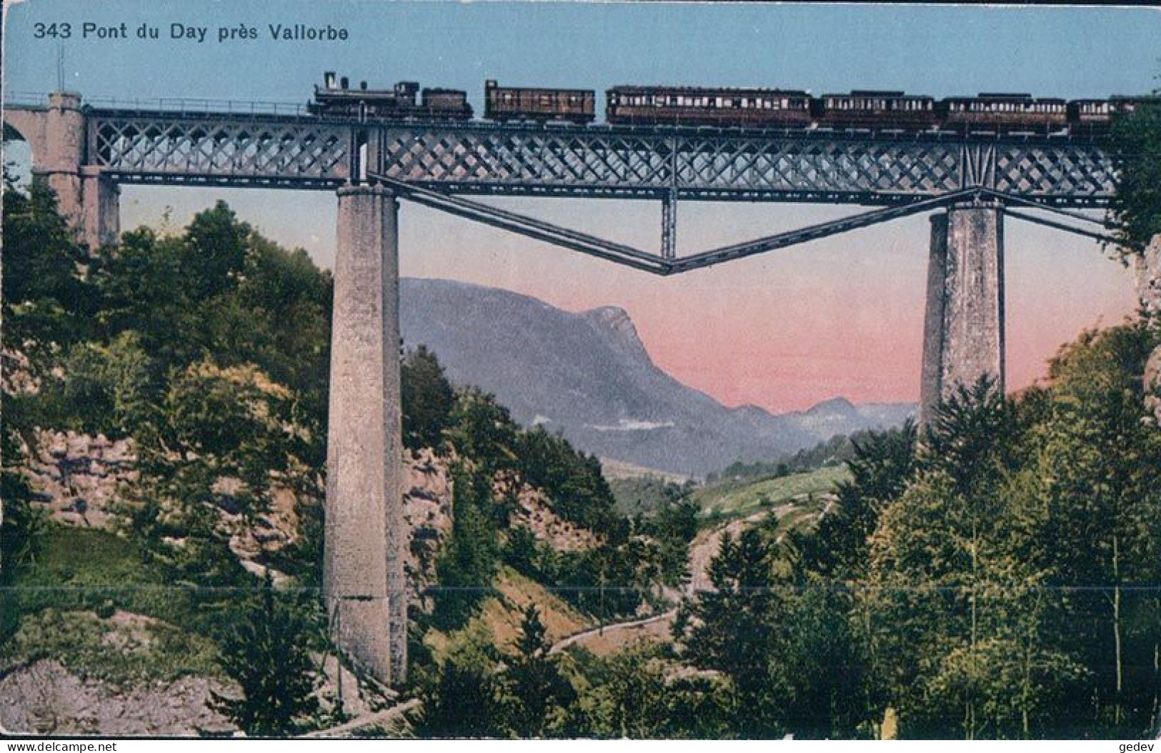 Chemin De Fer, Train à Vapeur Sur Le Pont Du Day Près Vallorbe (343) - Opere D'Arte