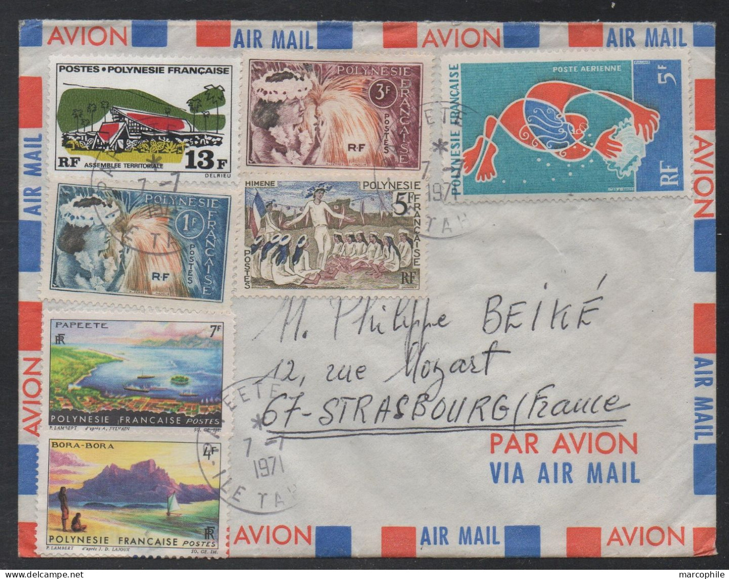 POLYNESIE - PAPEETE - TAHITI / 1971 LETTRE AVION  ==> FRANCE  (ref 4953) - Storia Postale