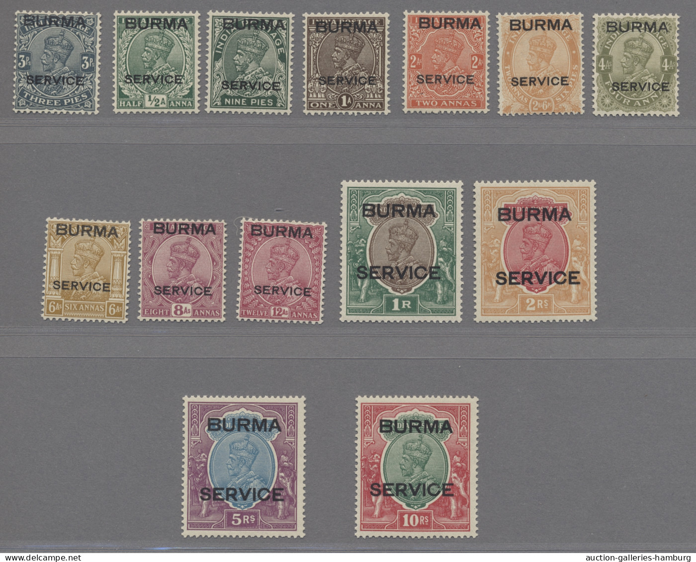 Birma - Service Stamps: 1937, Compl. Set Of The First Issue Unmounted Mint, Extr - Myanmar (Burma 1948-...)