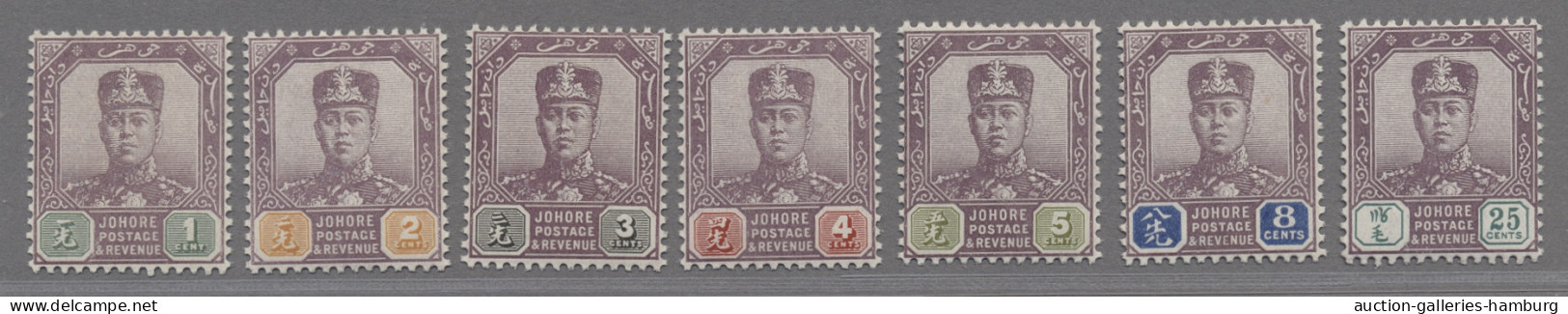 Malayan States - Johor: 1904, Sultan Sir Ibrahim, w. 27, the set from 1 C. to 10