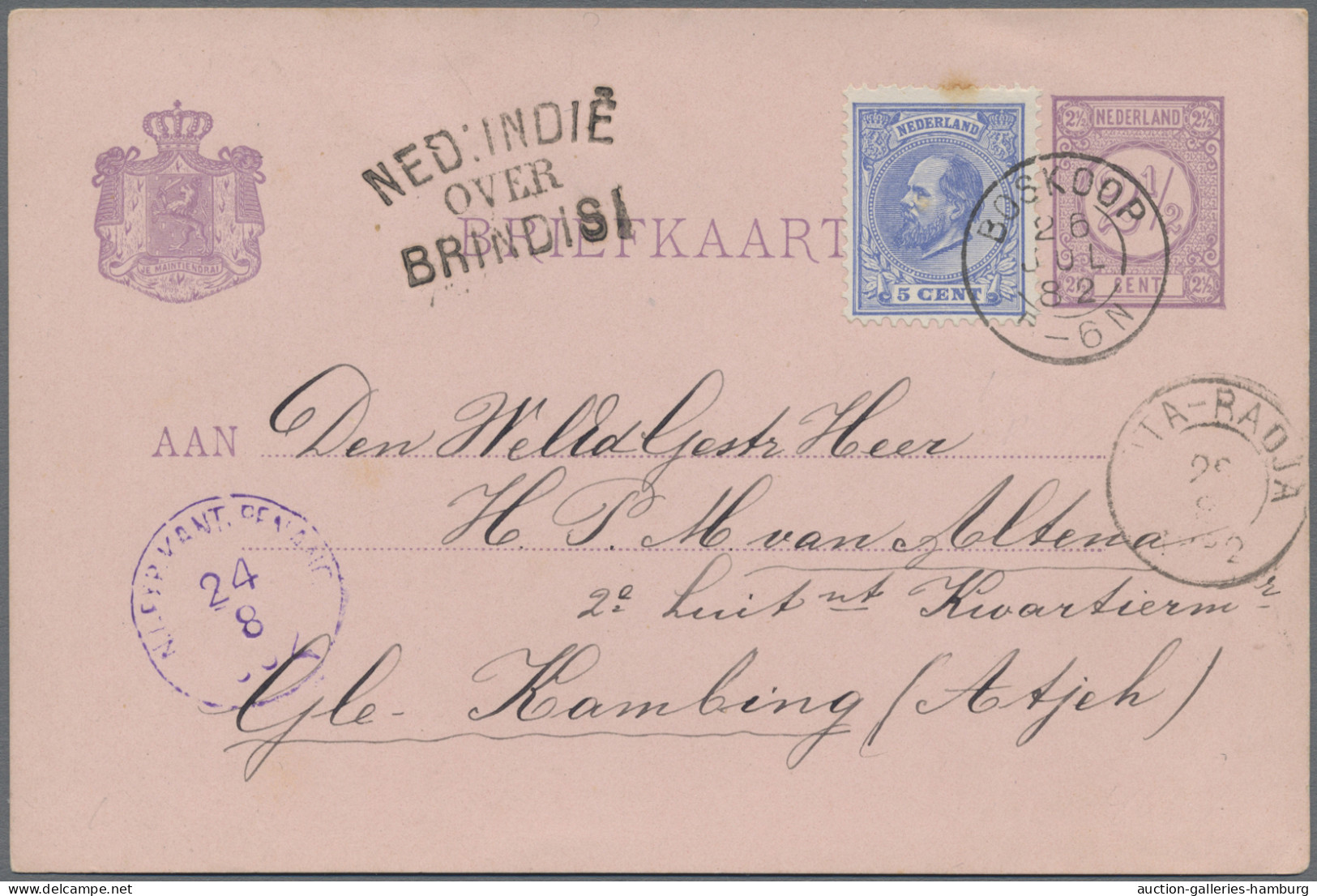 Malayan States - Penang: 1882, Violet K1 "N.I. EXP. KANT PENNANG 24.8" As Arriva - Penang