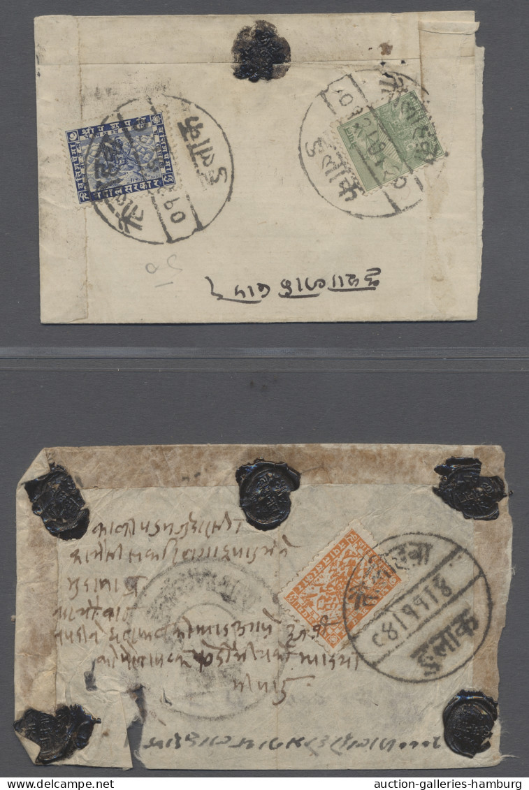 Nepal: 1941-1949, Two Registered Letters Bearing Mi.No.56 As Single, The Other M - Nepal