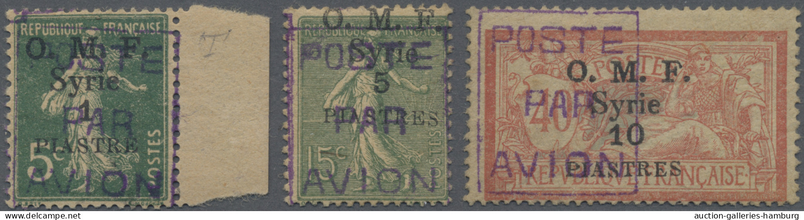 Syria: 1920, Airmail Handstamps, Complete Set Of Three Values, Mint Original Gum - Syrie