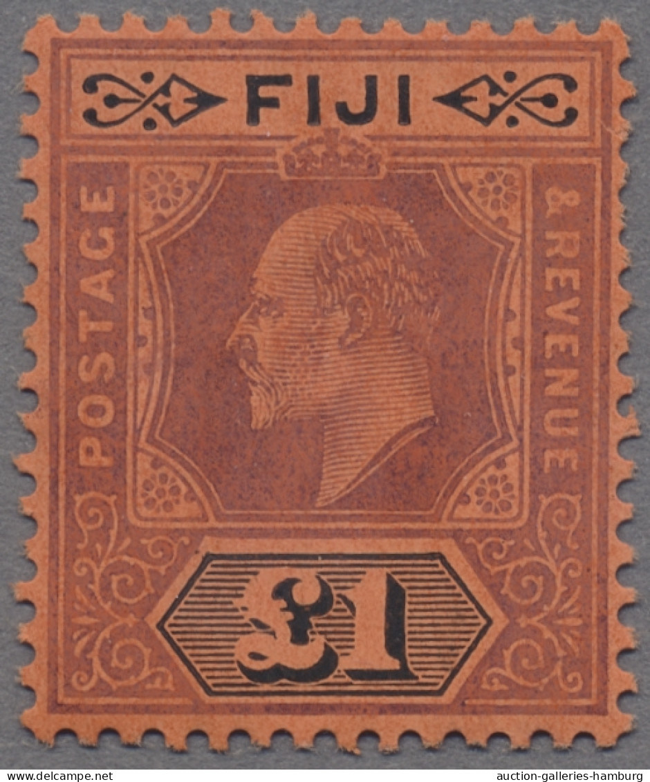 Fiji: 1904-12, Definitives Edward VII, Watermark Multicrown, Hinged Set, Fine. ÷ - Fiji (...-1970)