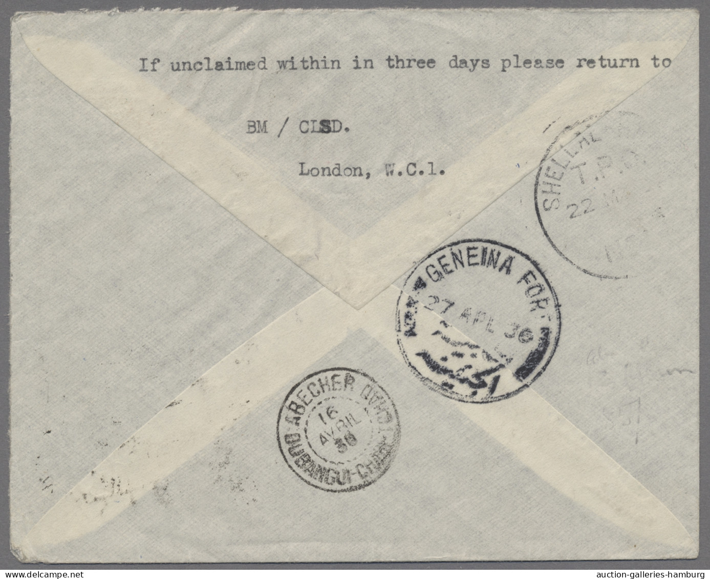 French Equatorial Africa: 1936, APR 10, First Flight To ABECHER Cover Bearing GB - Lettres & Documents