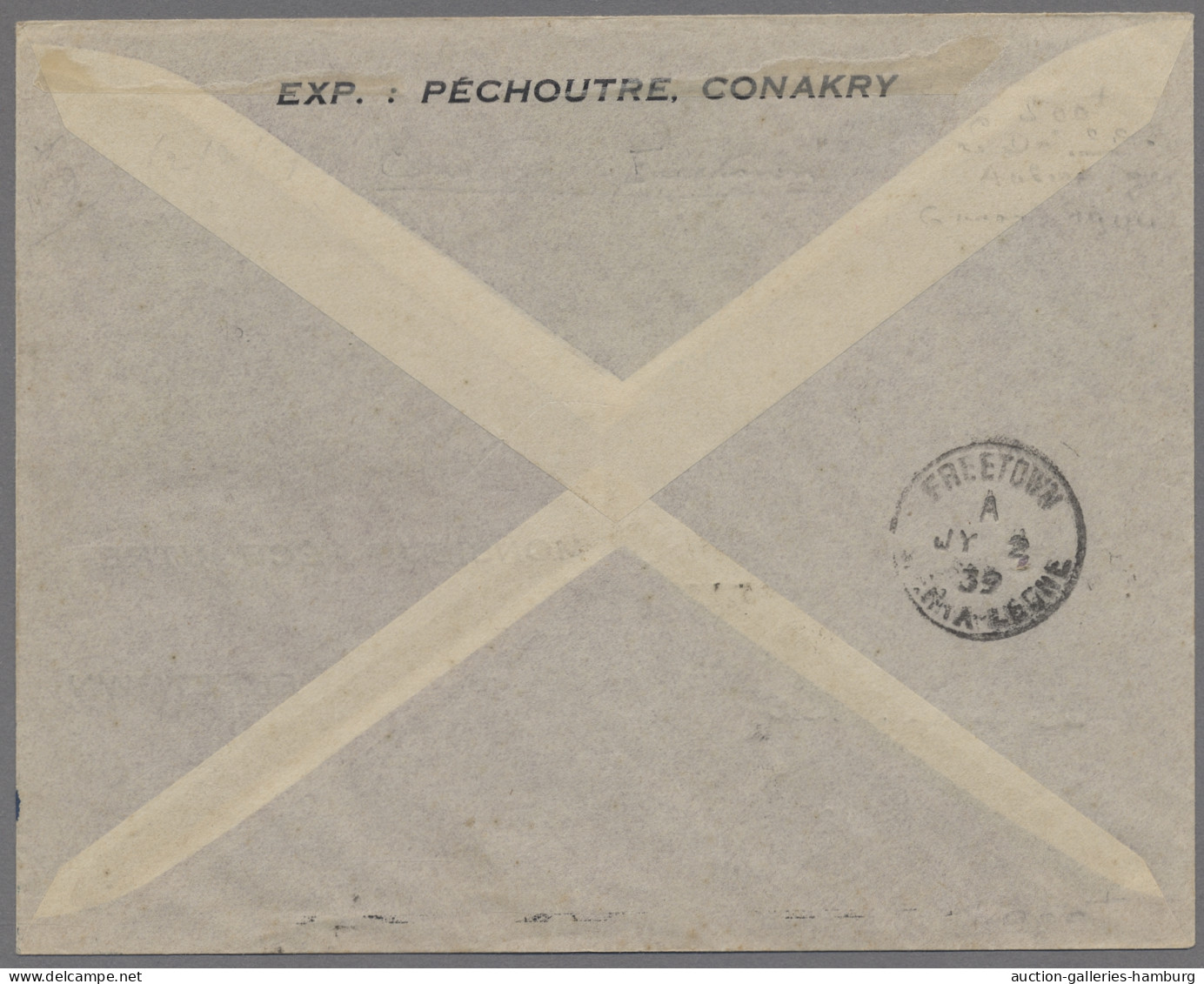 French Guinea: 1934, 2.6., Erstflugbrief Conakry-Freetown, Entsprech. Sonder-Cac - Autres & Non Classés