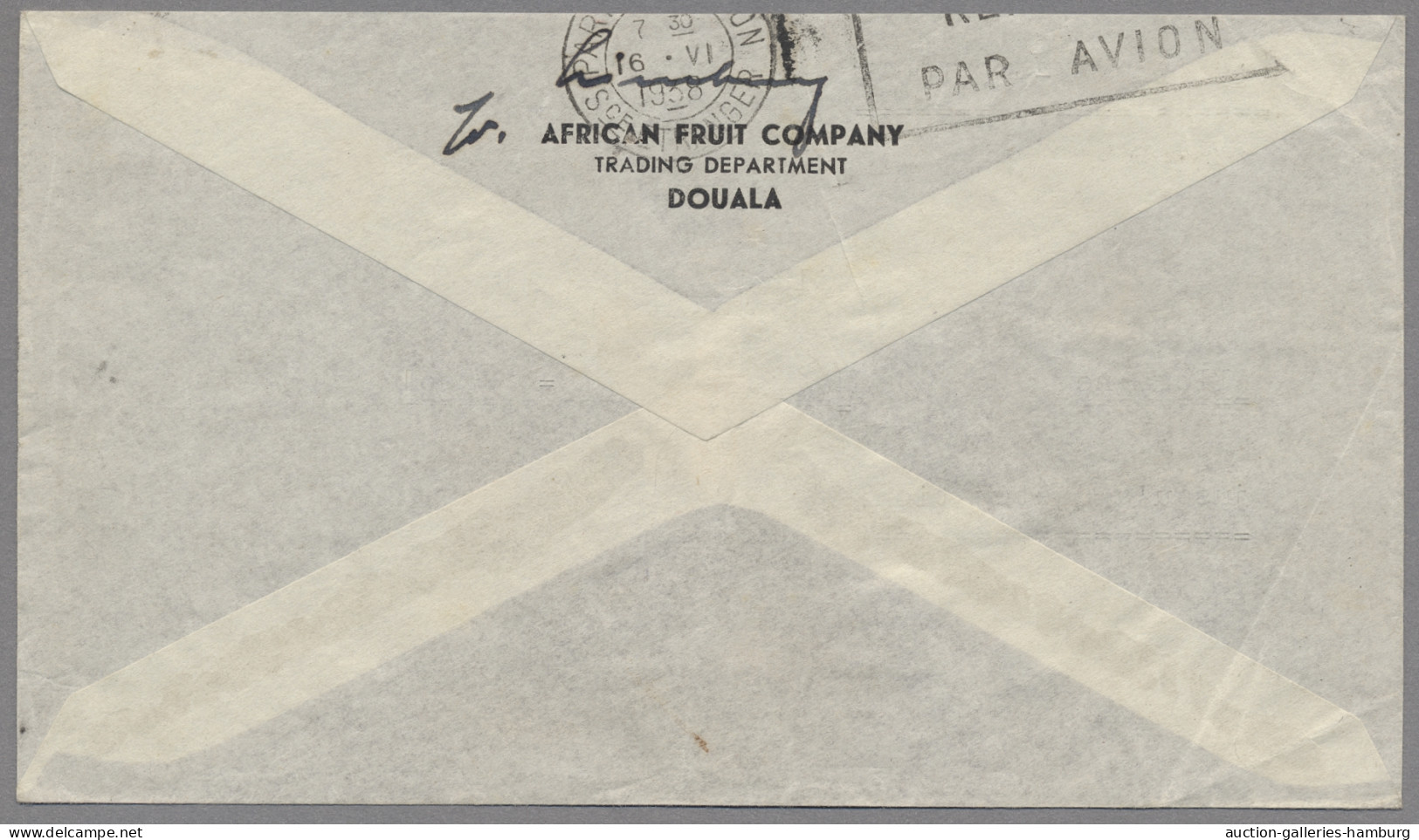 Cameroon: 1938, JUN 10, Airmail Cover From DOUALA To Hamburg Attractively Franke - Cameroun (1960-...)