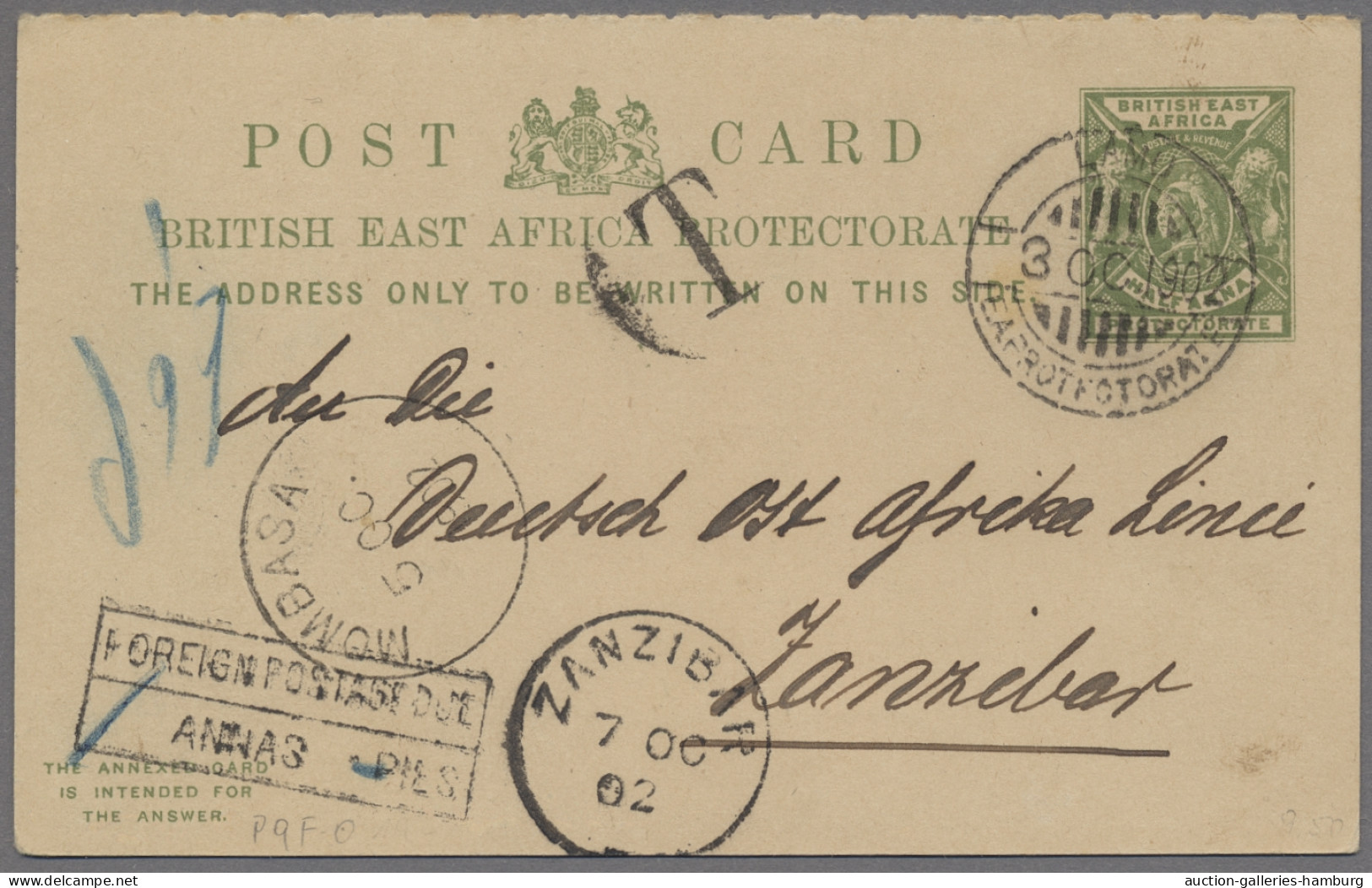 Kenia (British East Africa): 1902, Königin Viktoria Im Oval, Half Anna, Fragetei - Afrique Orientale Britannique